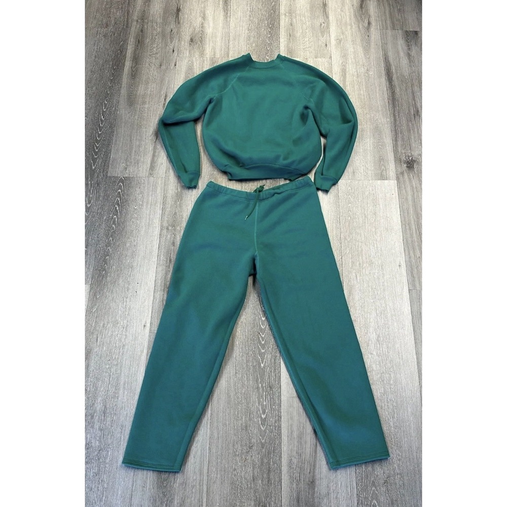 Vintage 1980s Discus Athletics Green Sweatshirt And Sweatpants Size Large USA